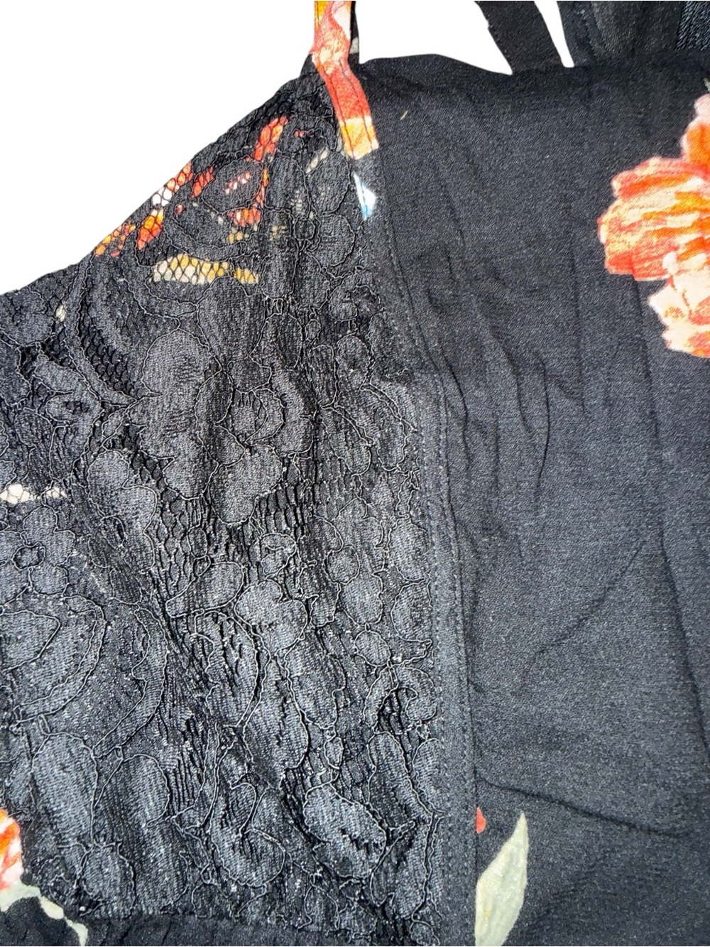 Torrid Floral Lace Inset Maxi Dress Black Multi Floral Size 16 NWT Euro Summer - Picture 5 of 8